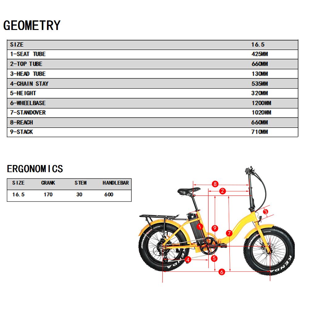 Eunorau E-Fat-Step Electric Bike, Geometry