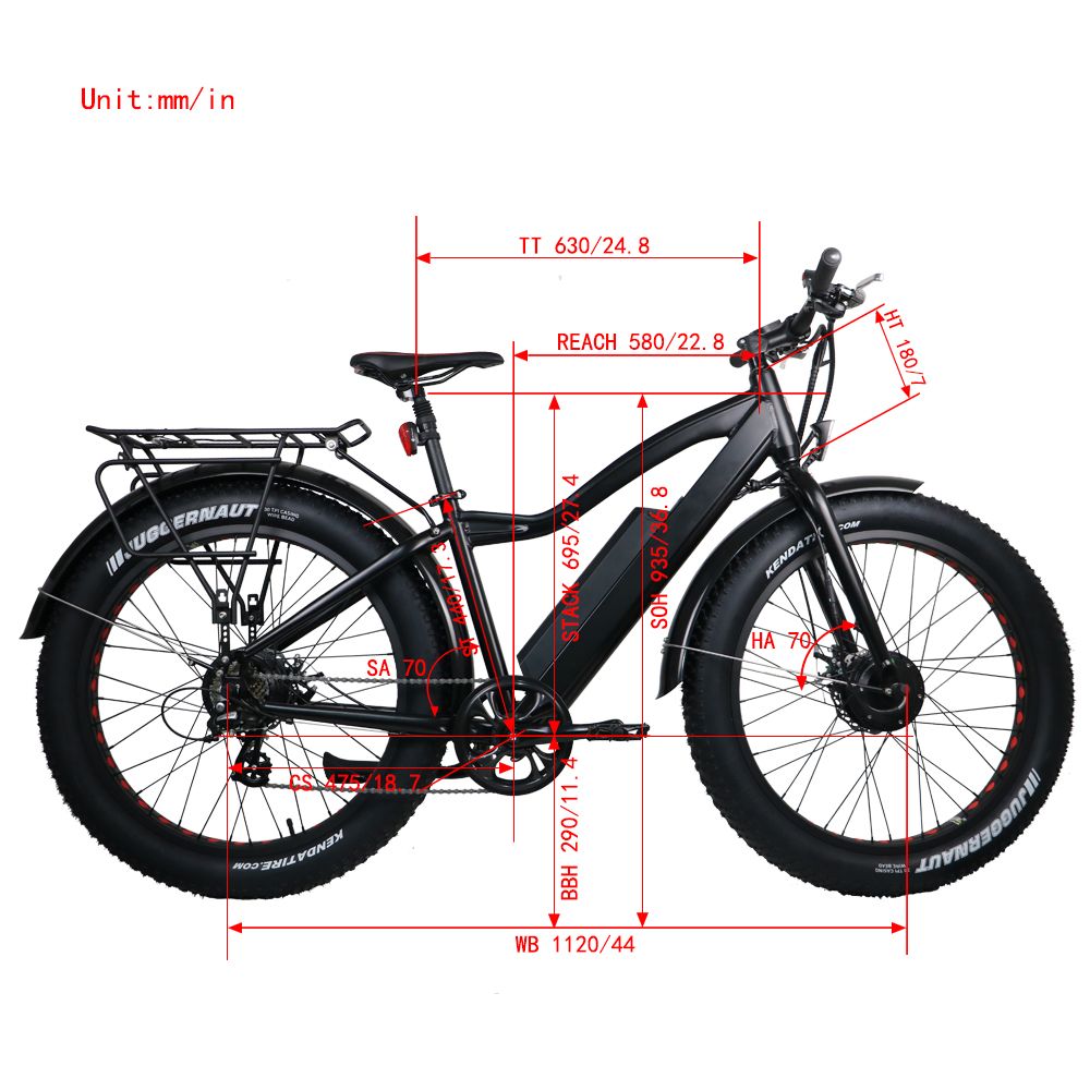 Eunorau Fat-Awd Electric Bike, Geometry